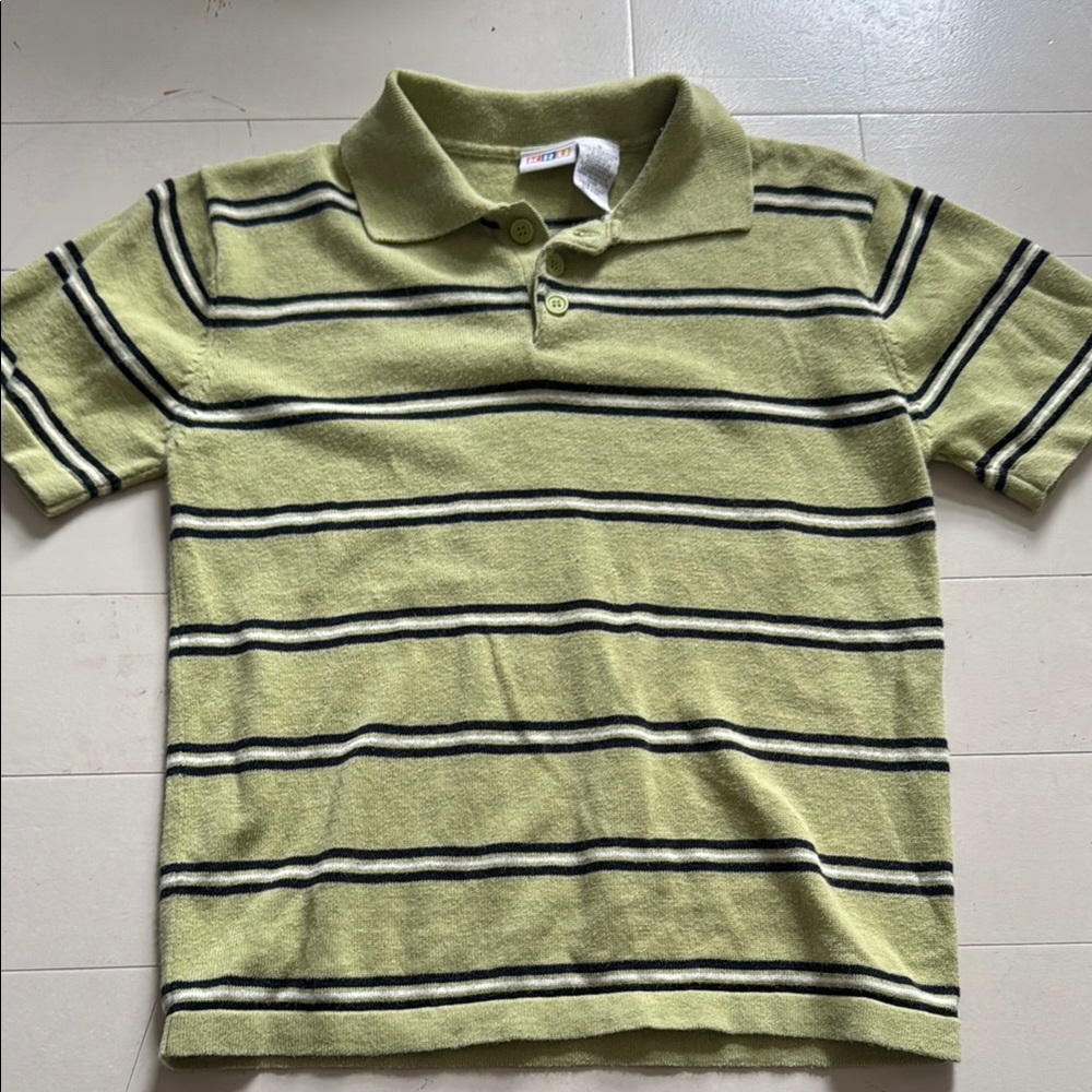 Striped Green Polo Shirt for Kids